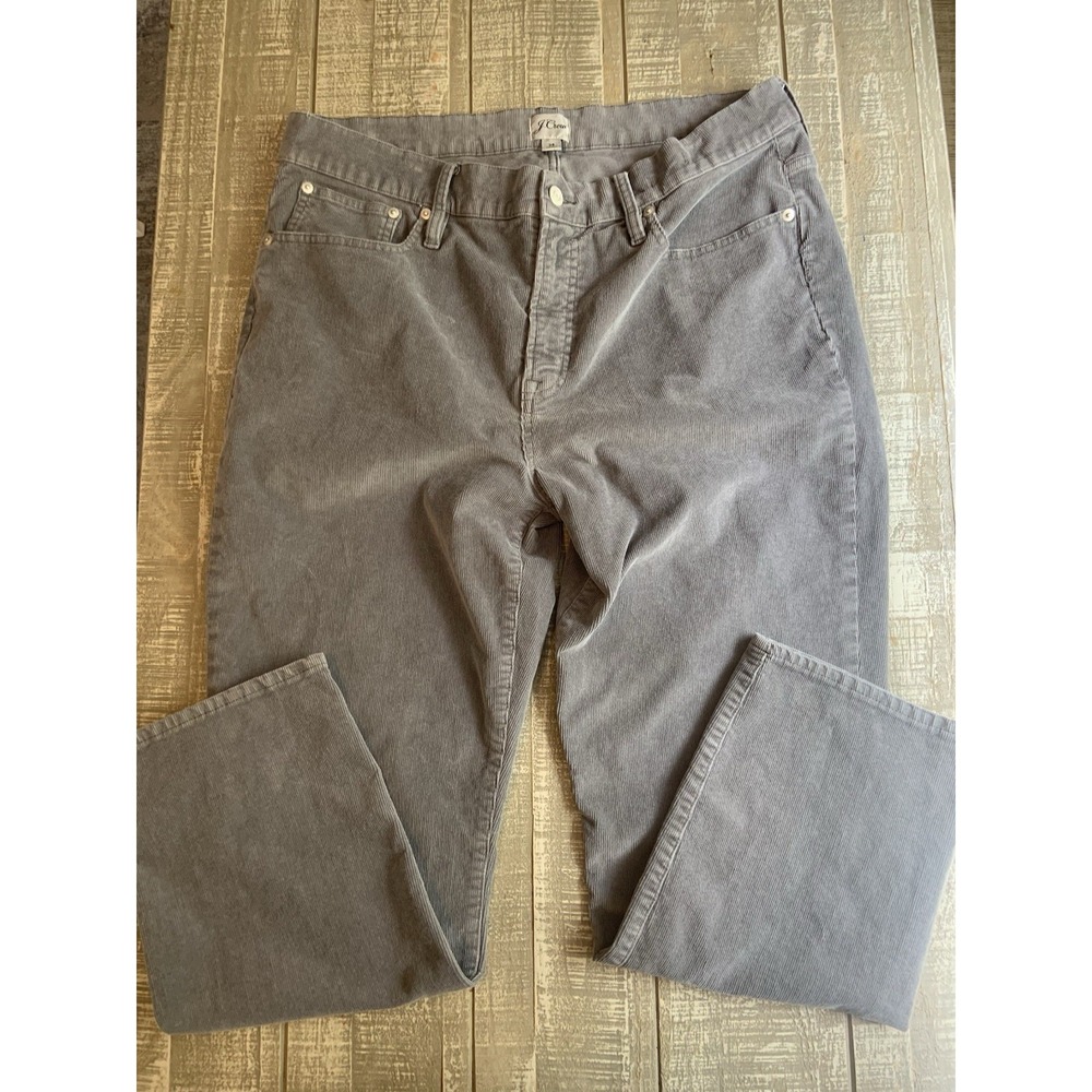 J Crew Pants Womens Size 34 Gray Corduroy Vintage Slim Straight Casual Office